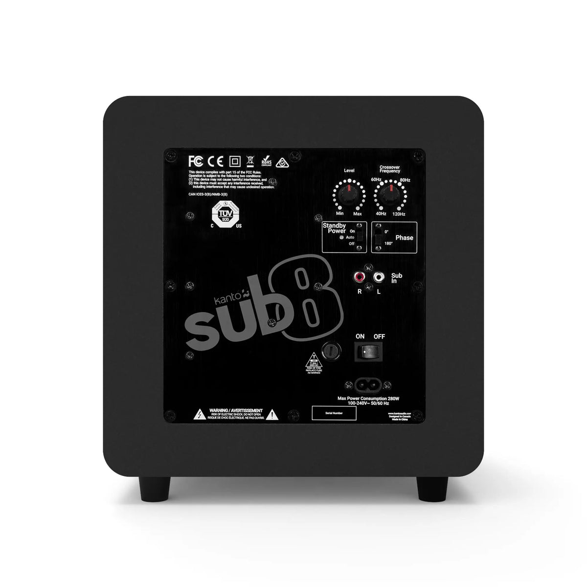 Kanto SUB8 300W 8&quot; Sealed Powered Subwoofer, Matte Black