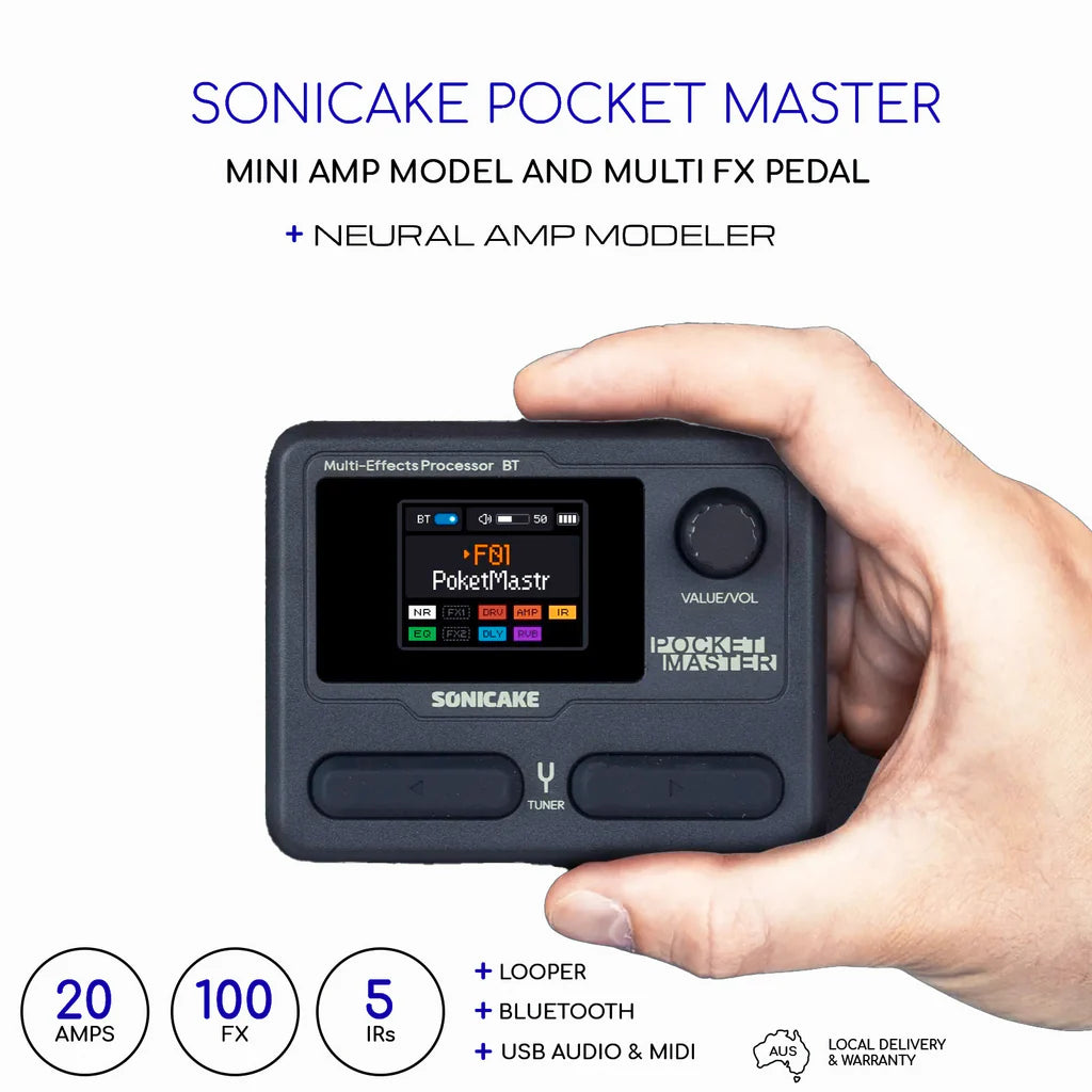 Sonicake Pocket Master Mini Guitar Amp Model & Multi FX Pedal with BlueTooth (Black)