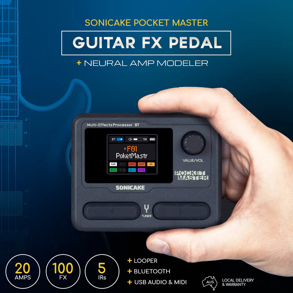 Sonicake Pocket Master Mini Guitar Amp Model & Multi FX Pedal with BlueTooth (Black)
