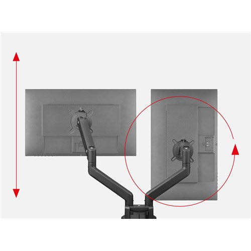 Universal Electronics Monitor Arm Solid Black Dual 13-35&quot; 8kg