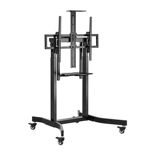 BRATECK Deluxe Motorized Large TV Cart with Tilt, Equipment Shelf and Camera Mount Fit 55&#39;-100&#39; Up to 120Kg - Black