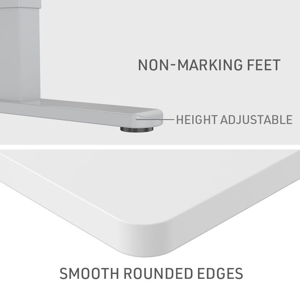 Fortia Sit To Stand Up Standing Desk, 120x60cm, 72-118cm Electric Height Adjustable, 70kg Load, White/Silver Frame