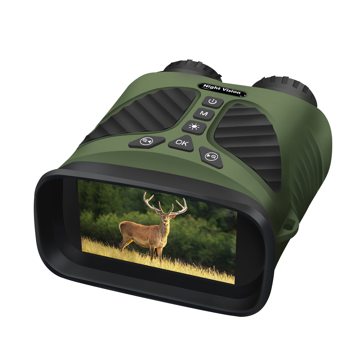 Green Digital Night Vision Binoculars - 3.0&#39;&#39; IPS Screen, 10X Optical Zoom, 2.5K Video Recording, Infrared for 300m Range