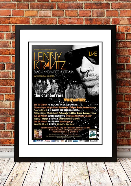 Lenny Kravitz ‘Black and White&#39; Australian Tour Poster 2012 - Framed A2