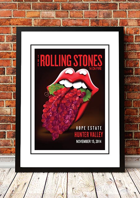 The Rolling Stones &#39;Hunter Valley&#39;  Australia Concert Poster 2014 - Framed A2