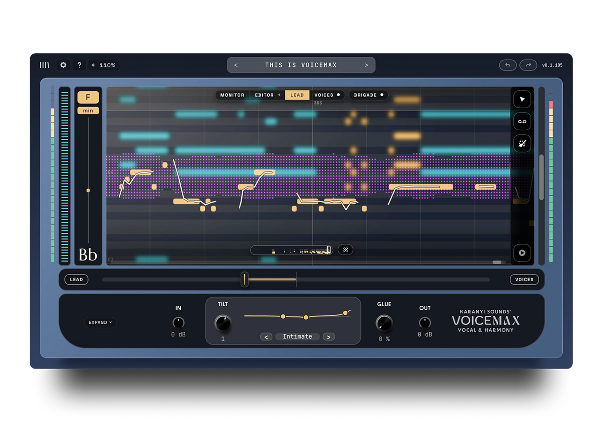 Karanyi Sounds Voicemax plug-in, Lead Editor view