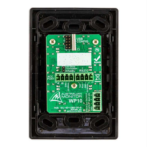 Australian Monitor 10 Button Wall Control Panel Black WP10-B for the ZONEMIX Solution
