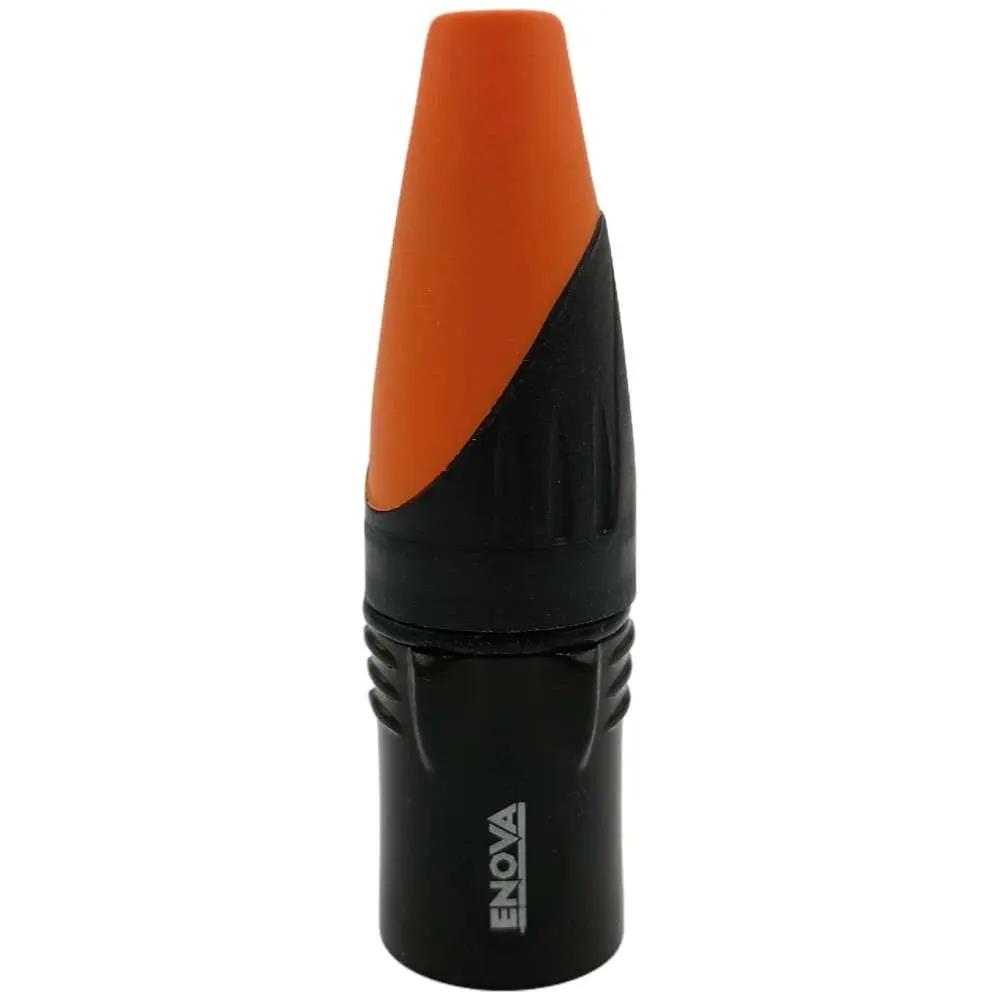 Enova XL23MB-W XLR cable connector male 3-pin IP65 black metal housing and orange boot solder cups Enova