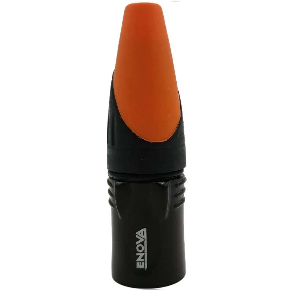 Enova XL25MB-W XLR cable connector male 5-pin IP65 black metal housing and orange boot solder cups Enova