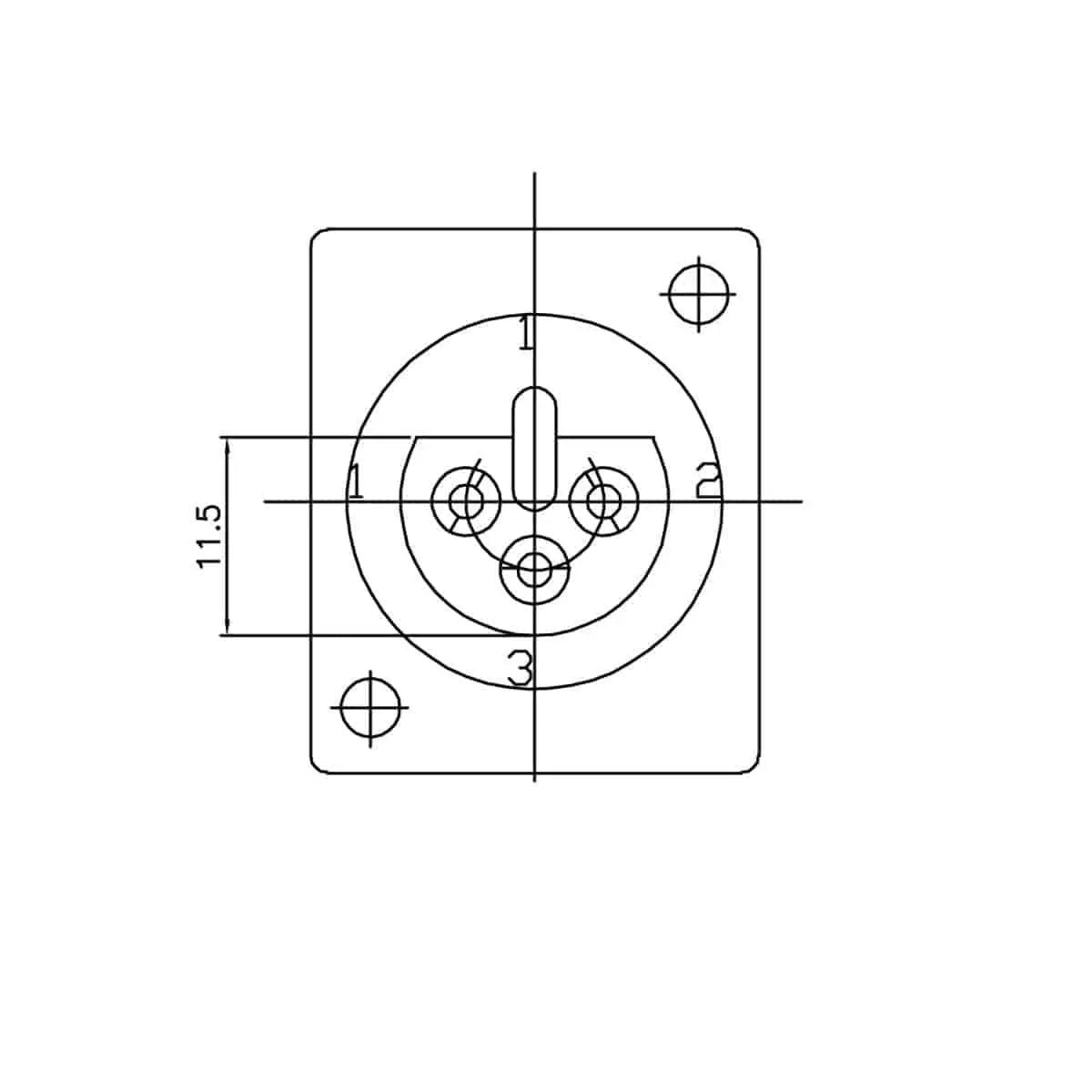 Enova XL13FB-W XLR chassis connector female 3-pin IP65 black plastic housing solder cups Enova