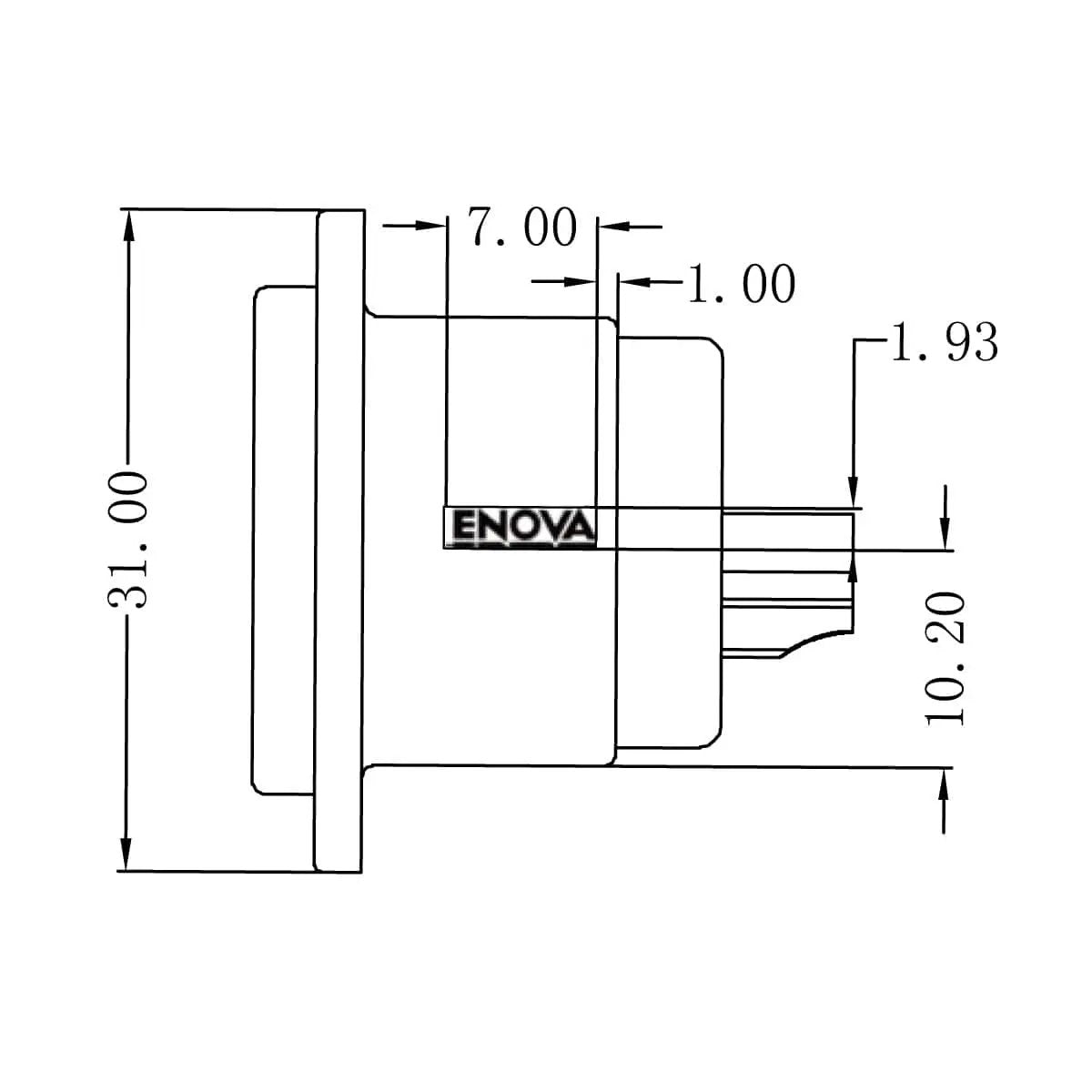 Enova XL13MB-W XLR chassis connector male 3-pin IP65 black plastic housing solder cups Enova