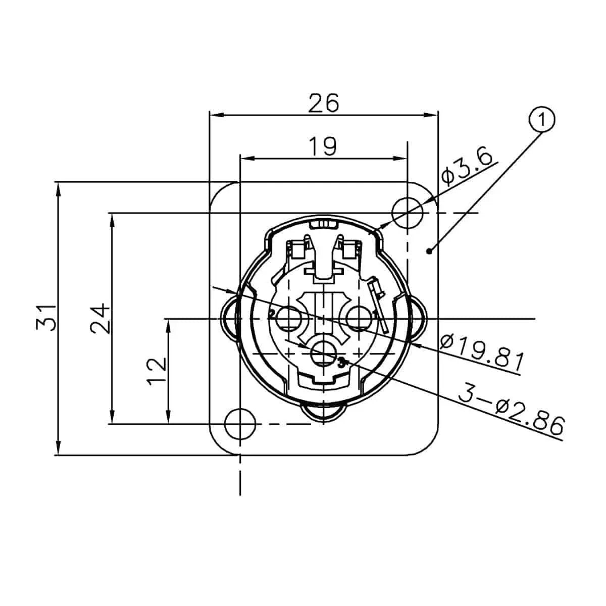 Enova XL13MB XLR chassis connector male 3-pin black metal housing solder cups Enova