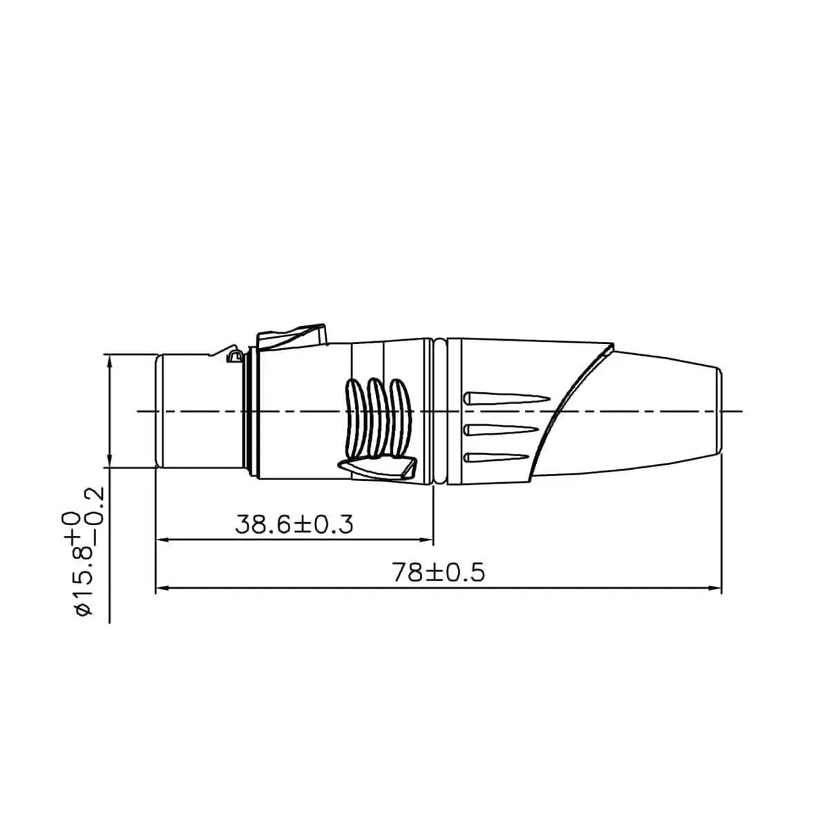 Enova XL25FB-W XLR cable connector female 5-pin IP65 black metal housing and orange boot solder cups Enova