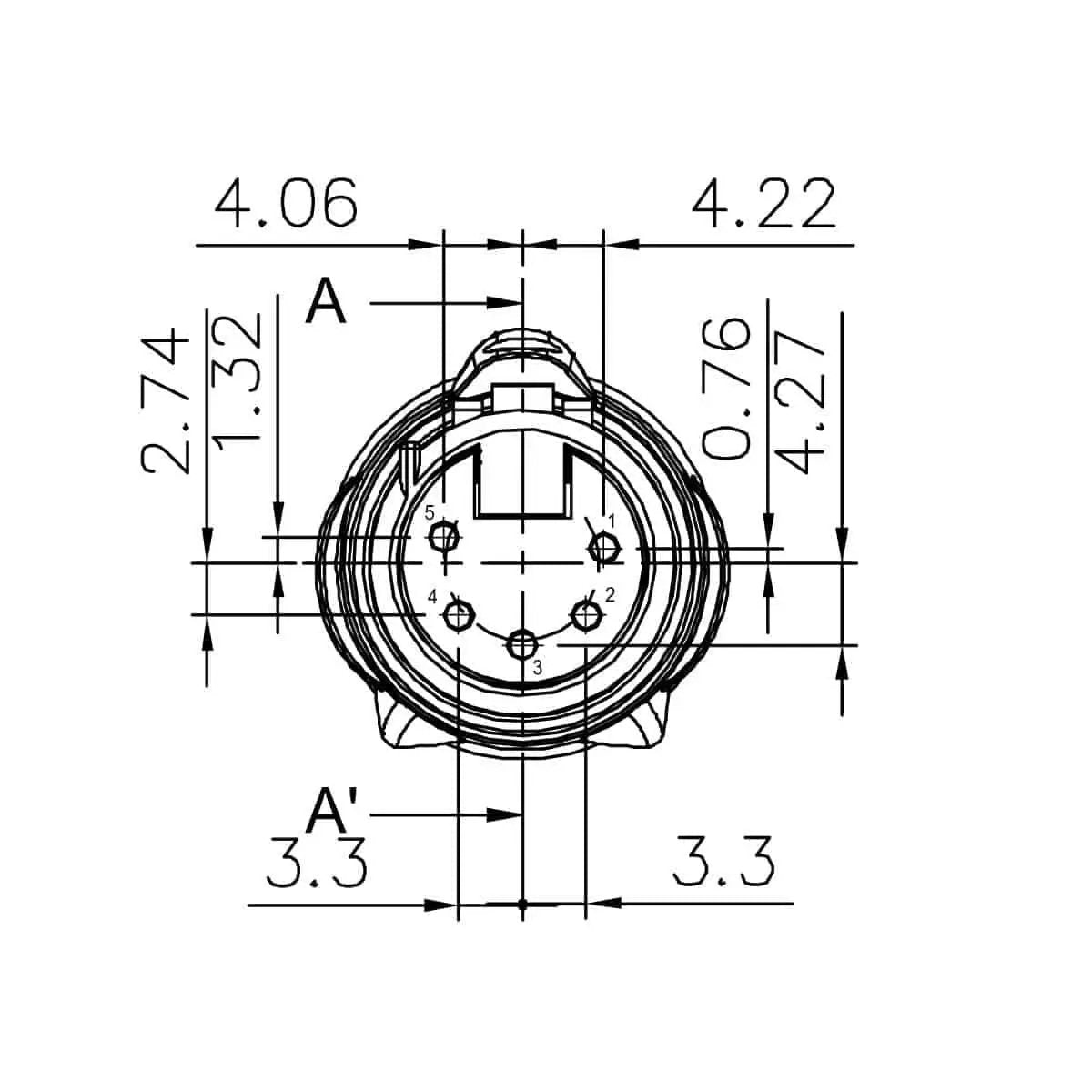 Enova XL25FB-W XLR cable connector female 5-pin IP65 black metal housing and orange boot solder cups Enova