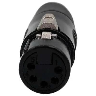 Enova XL25FB-W XLR cable connector female 5-pin IP65 black metal housing and orange boot solder cups Enova