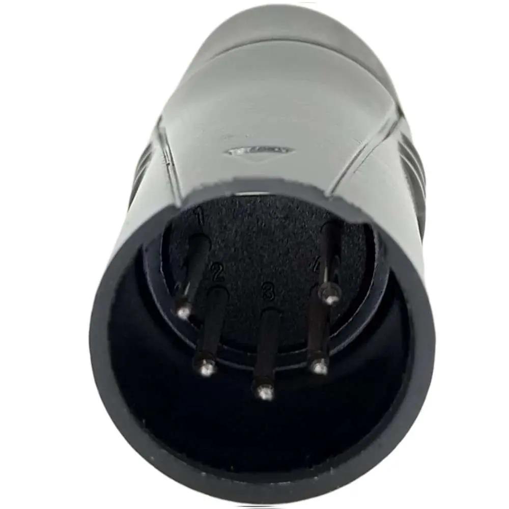 Enova XL25MB XLR cable connector male 5-pin black metal housing and grey boot solder cups Enova