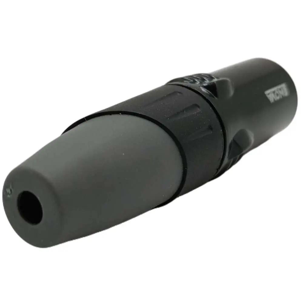 Enova XL25MB XLR cable connector male 5-pin black metal housing and grey boot solder cups Enova