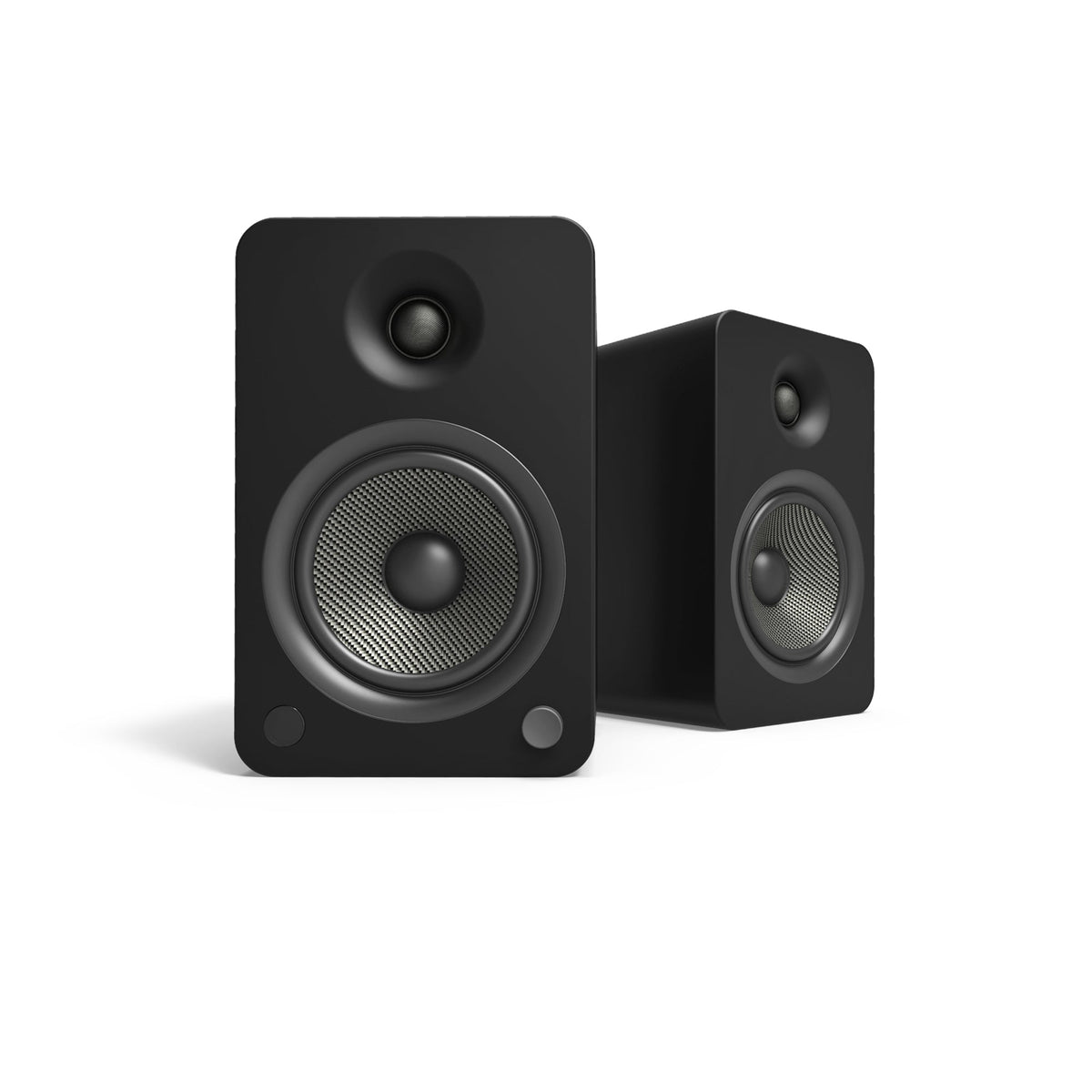 Kanto YU6 200W Powered Bookshelf Speakers with Bluetooth and Phono Preamp - Pair, Matte Black with SX22 Black Stand Bundle