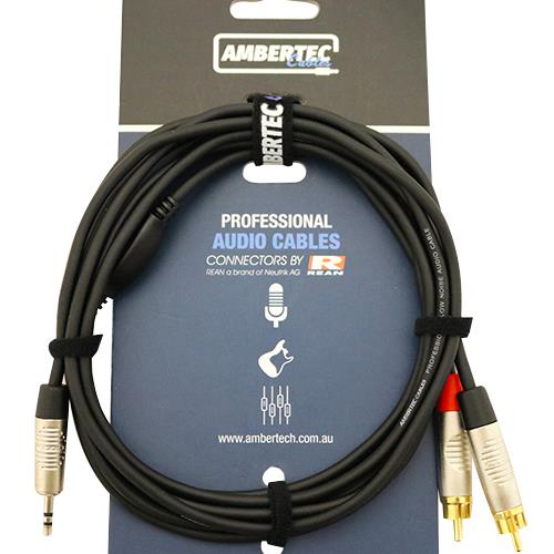 Ambertec Y cable 1.5m REAN 3.5mm TRS plug - 2 x RCA plug