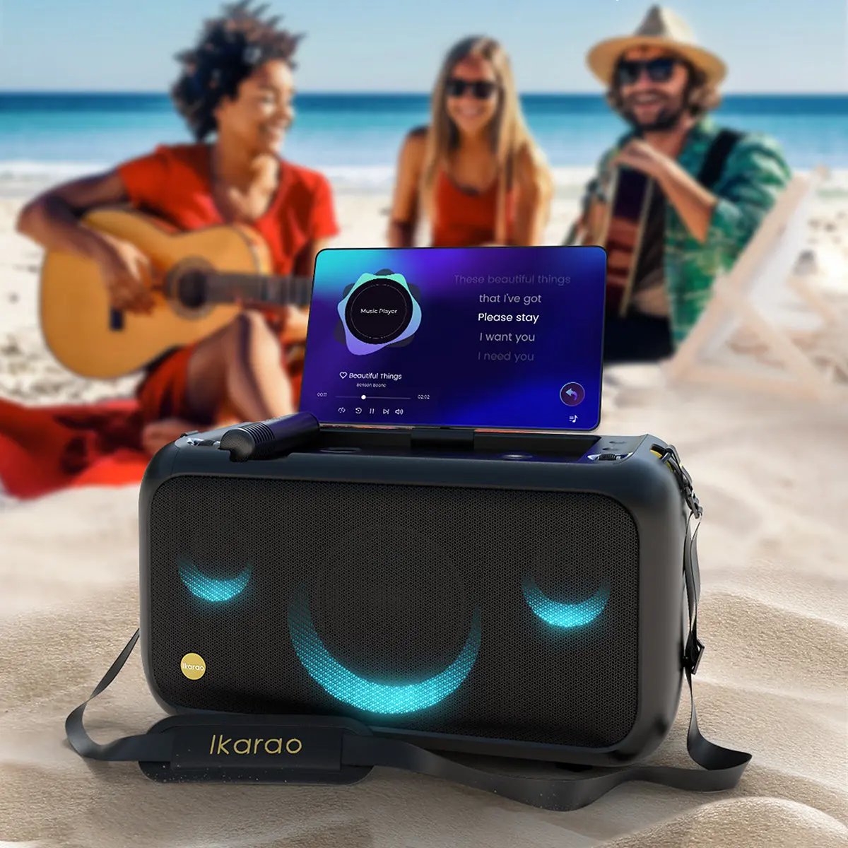 Ikarao Break X1 Portable 800W Karaoke Machine with 13.3” Lyrics Display Ikarao