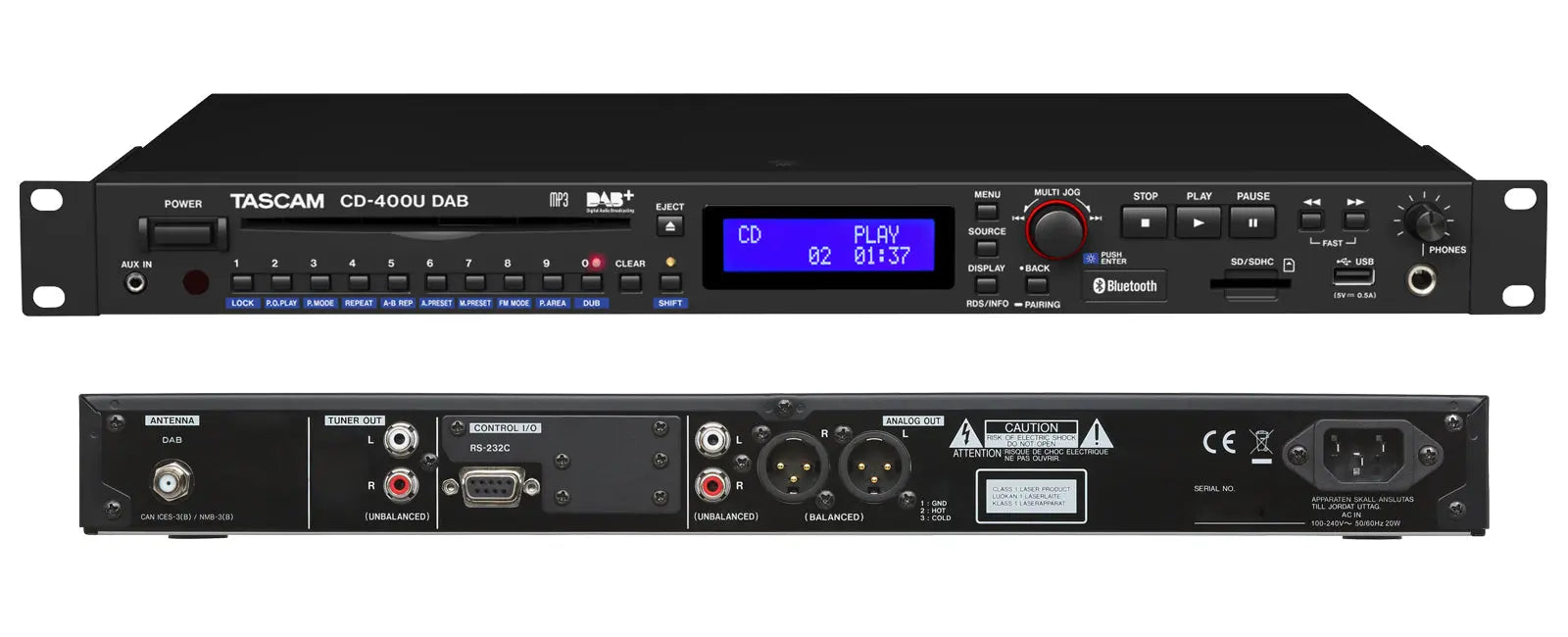 TASCAM CD-400U DAB CD/SD/USB Player with Bluetooth receiver and DAB(+)/FM tuner TASCAM