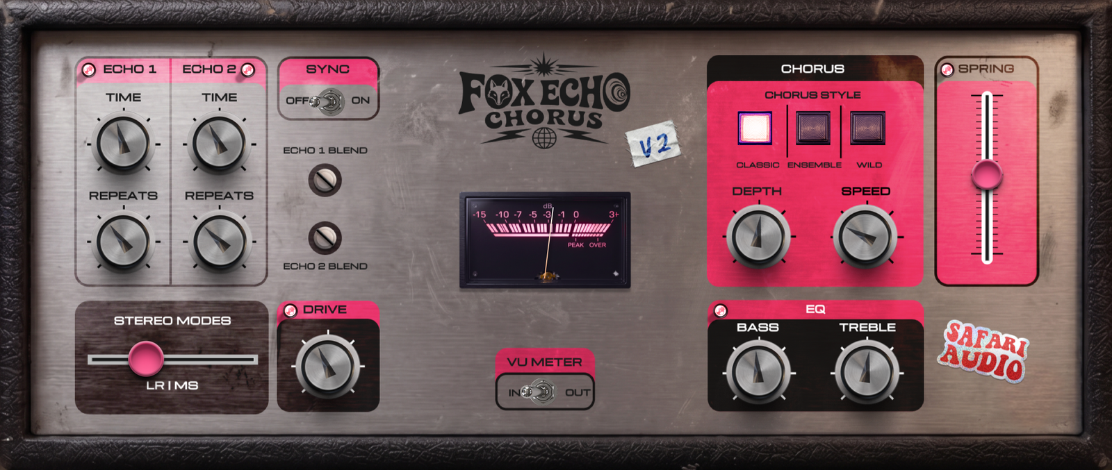Safari Audio Fox Echo Chorus V2 tape echo plug-in interface