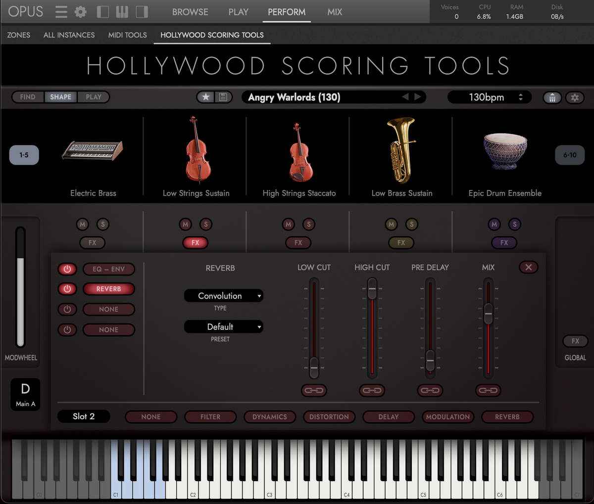 Hollywood Scoring Tools instrument slot sound shaping controls