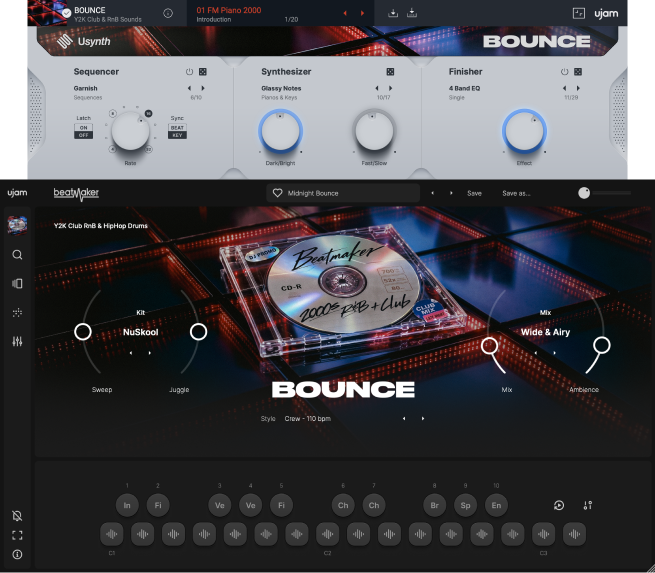 UJAM BOUNCE Bundle: Beatmaker BOUNCE and Usynth BOUNCE interfaces