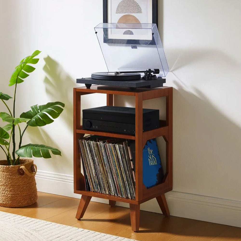 Crosley Asheville Small Record Player Stand -  Walnut