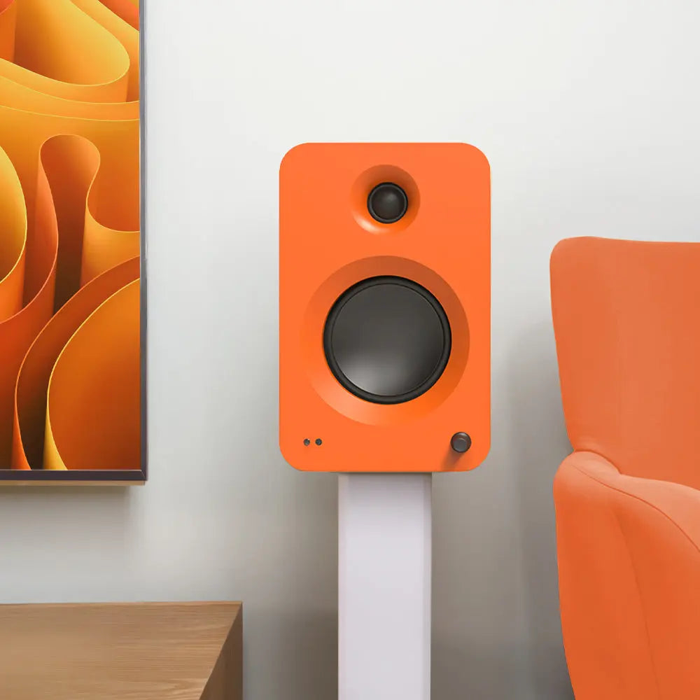 Kanto REN 200W Powered Bookshelf Speakers with HDMI ARC, USB-C, and Bluetooth 5.3 - Matte Orange, Pair Kanto