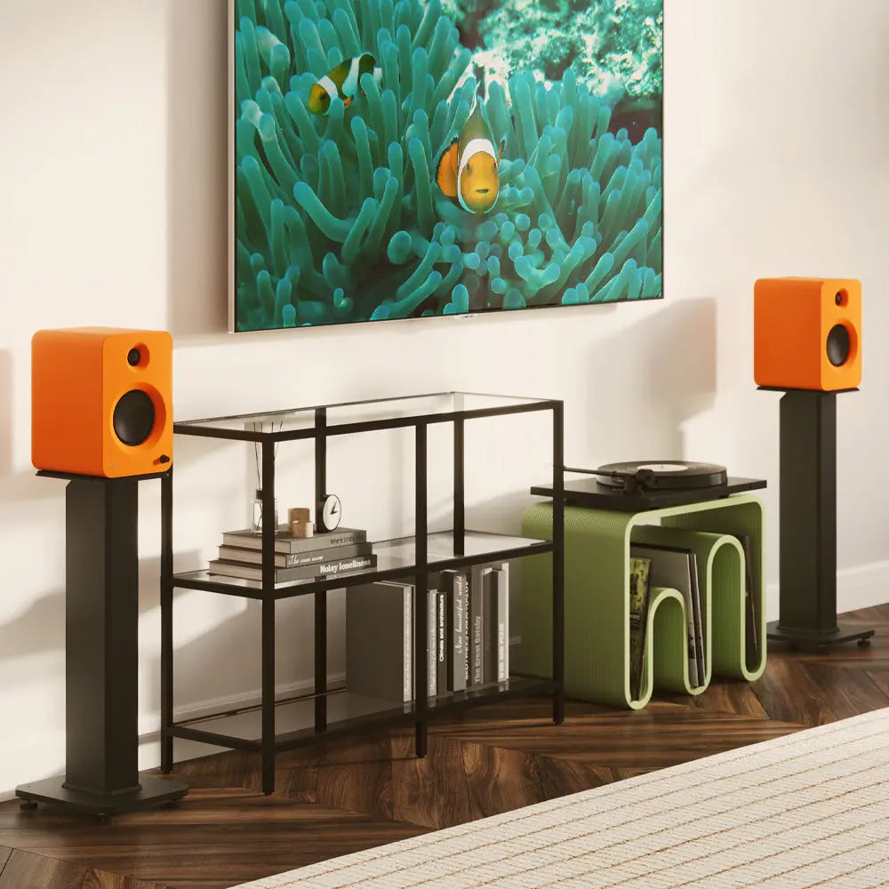 Kanto REN 200W Powered Bookshelf Speakers with HDMI ARC, USB-C, and Bluetooth 5.3 - Matte Orange, Pair Kanto