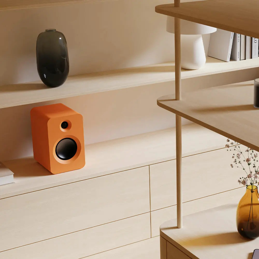 Kanto REN 200W Powered Bookshelf Speakers with HDMI ARC, USB-C, and Bluetooth 5.3 - Matte Orange, Pair Kanto