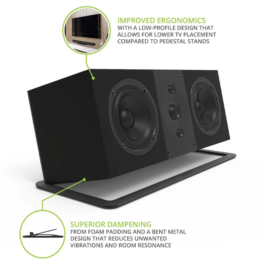 Kanto S10 Low-Profile Angled Sound Bar and Center Channel Speaker Stand for Home Theater Kanto