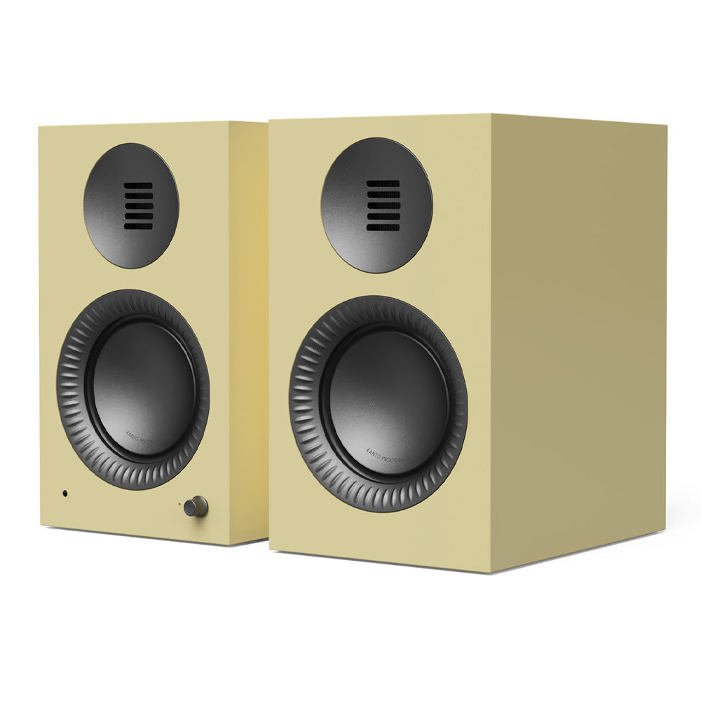 Kanto TUK (2nd Gen) 260W Premium Powered Speaker System with Bluetooth 5.4, Dual RCA and USB-C Inputs - Gloss Butter w/ Gunmetal