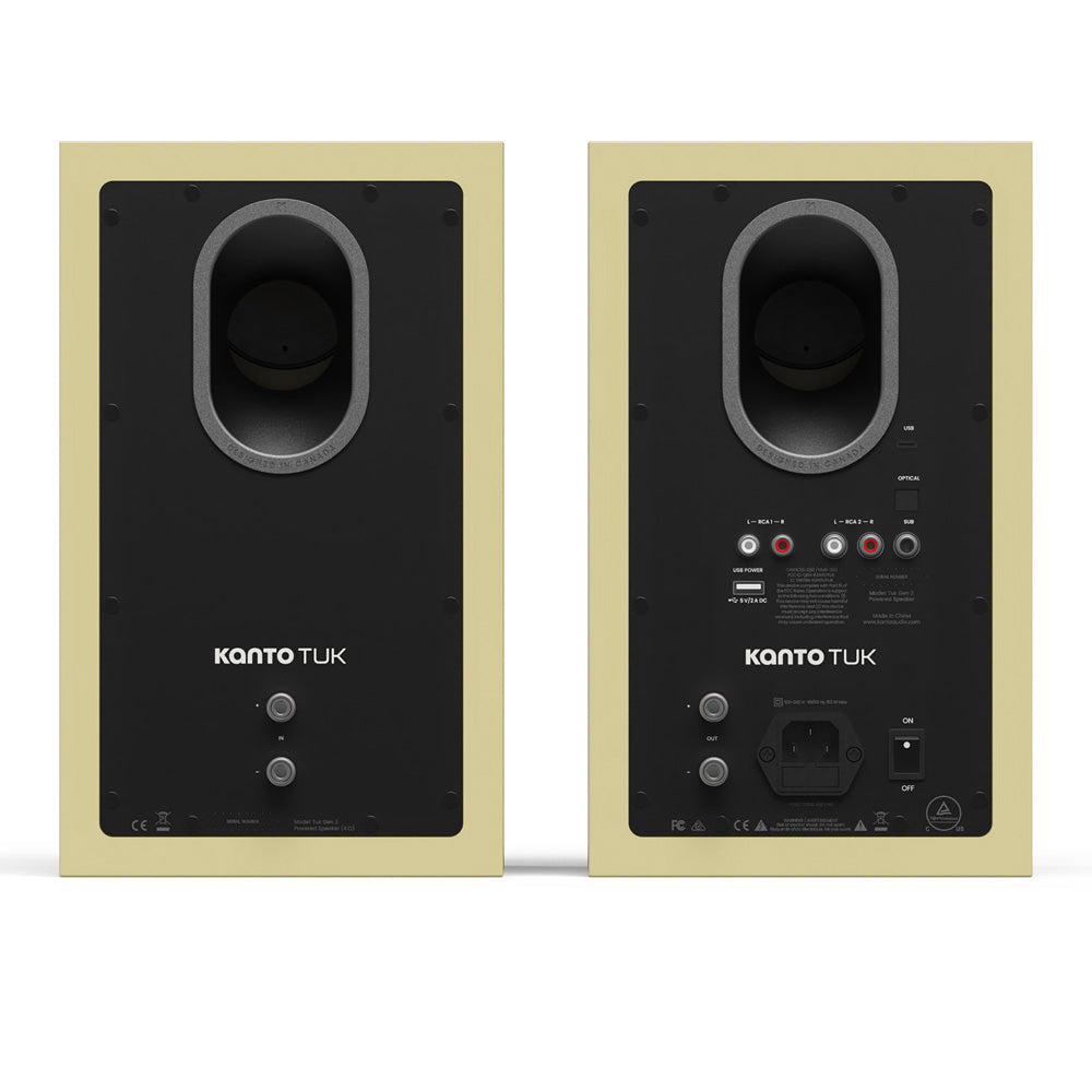 Kanto TUK (2nd Gen) 260W Premium Powered Speaker System with Bluetooth 5.4, Dual RCA and USB-C Inputs - Gloss Butter w/ Gunmetal