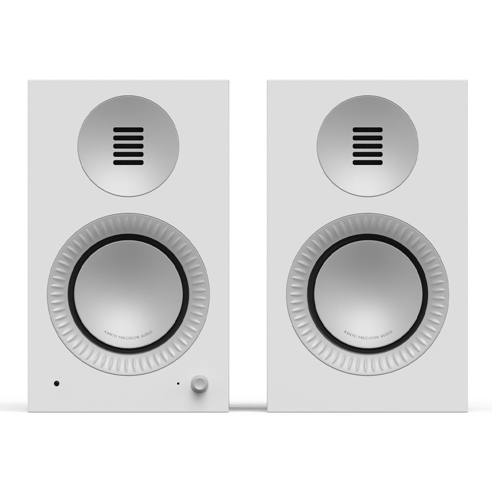 Kanto TUK (2nd Gen) Grand Passive Speaker System with Air Motion Transformer (AMT) Tweeter and 6" Aluminum Concave Woofer, Matte White w/ Aluminium