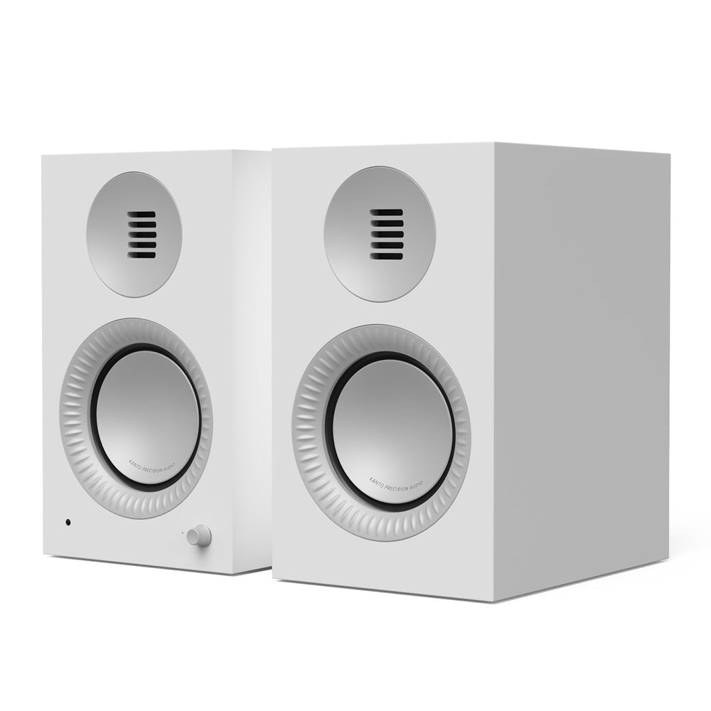 Kanto TUK (2nd Gen) Grand Passive Speaker System with Air Motion Transformer (AMT) Tweeter and 6" Aluminum Concave Woofer, Matte White w/ Aluminium