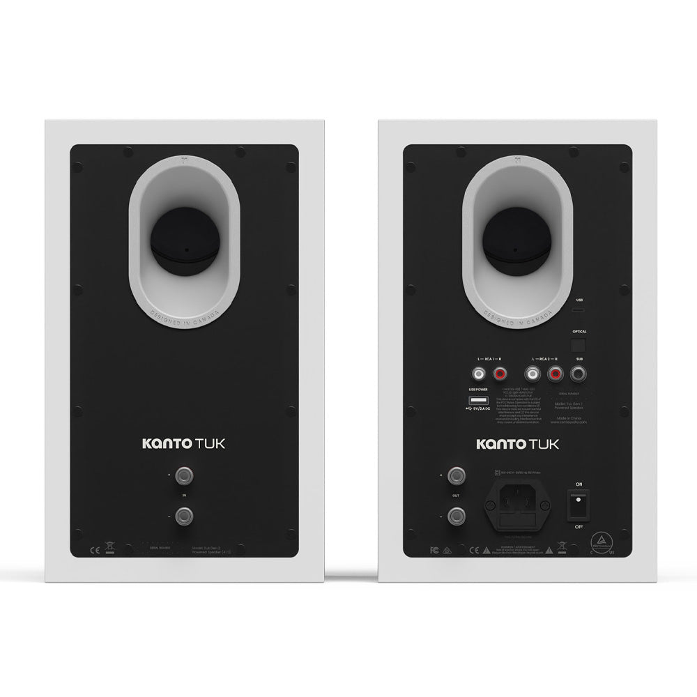Kanto TUK (2nd Gen) Grand Passive Speaker System with Air Motion Transformer (AMT) Tweeter and 6" Aluminum Concave Woofer, Matte White w/ Aluminium