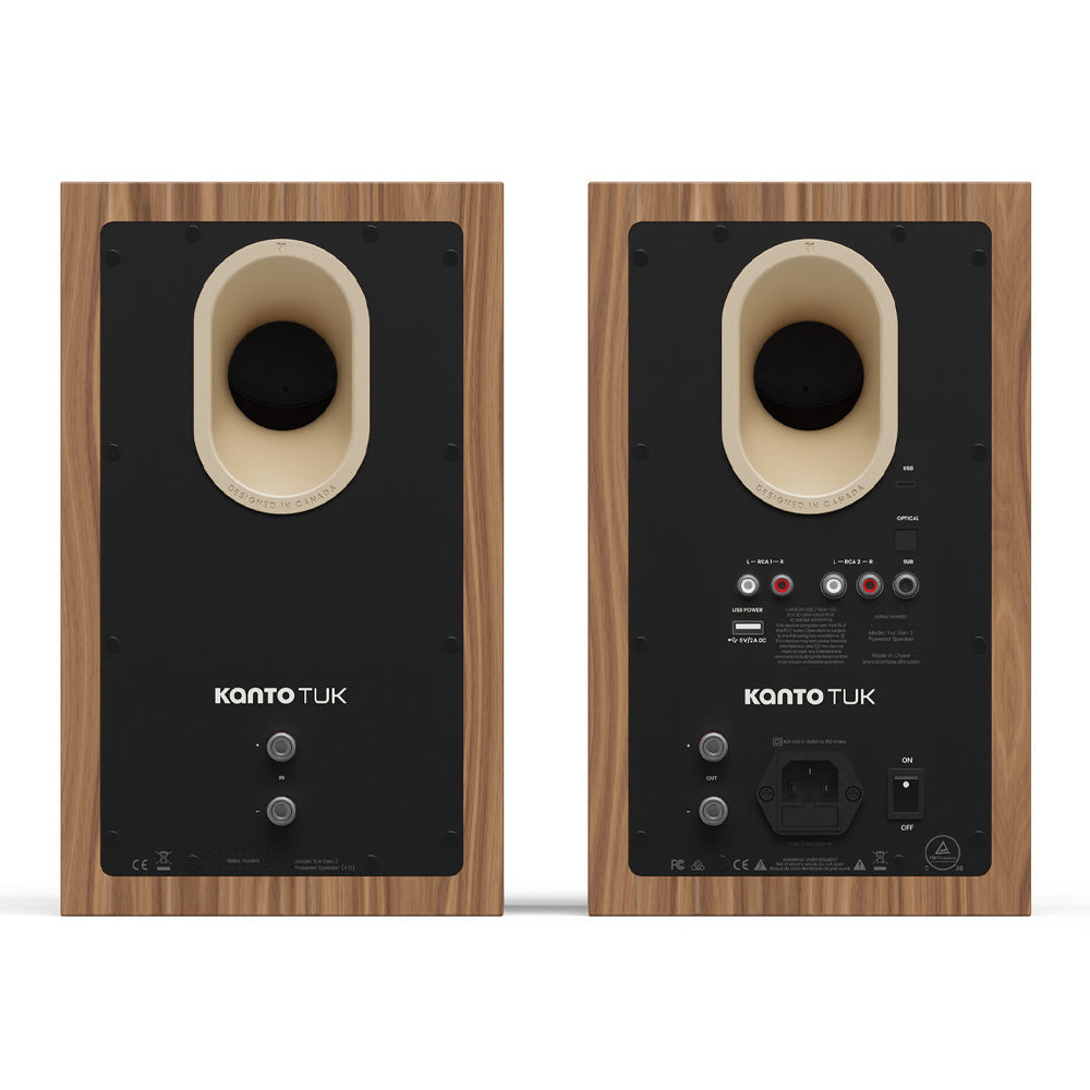Kanto TUK (2nd Gen) Grand Passive Speaker System with Air Motion Transformer (AMT) Tweeter and 6" Aluminum Concave Woofer, Matte Walnut w/ Rose Gold