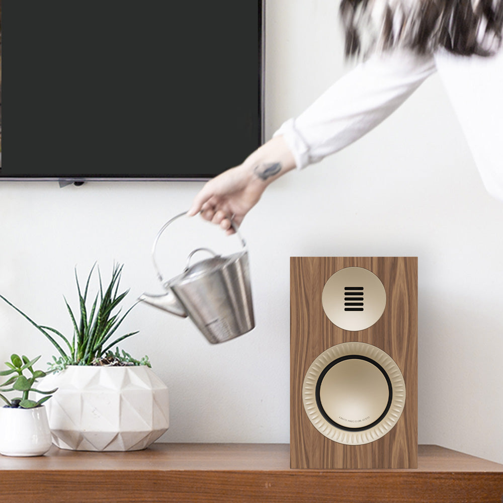 Kanto TUK (2nd Gen) Grand Passive Speaker System with Air Motion Transformer (AMT) Tweeter and 6" Aluminum Concave Woofer, Matte Walnut w/ Rose Gold