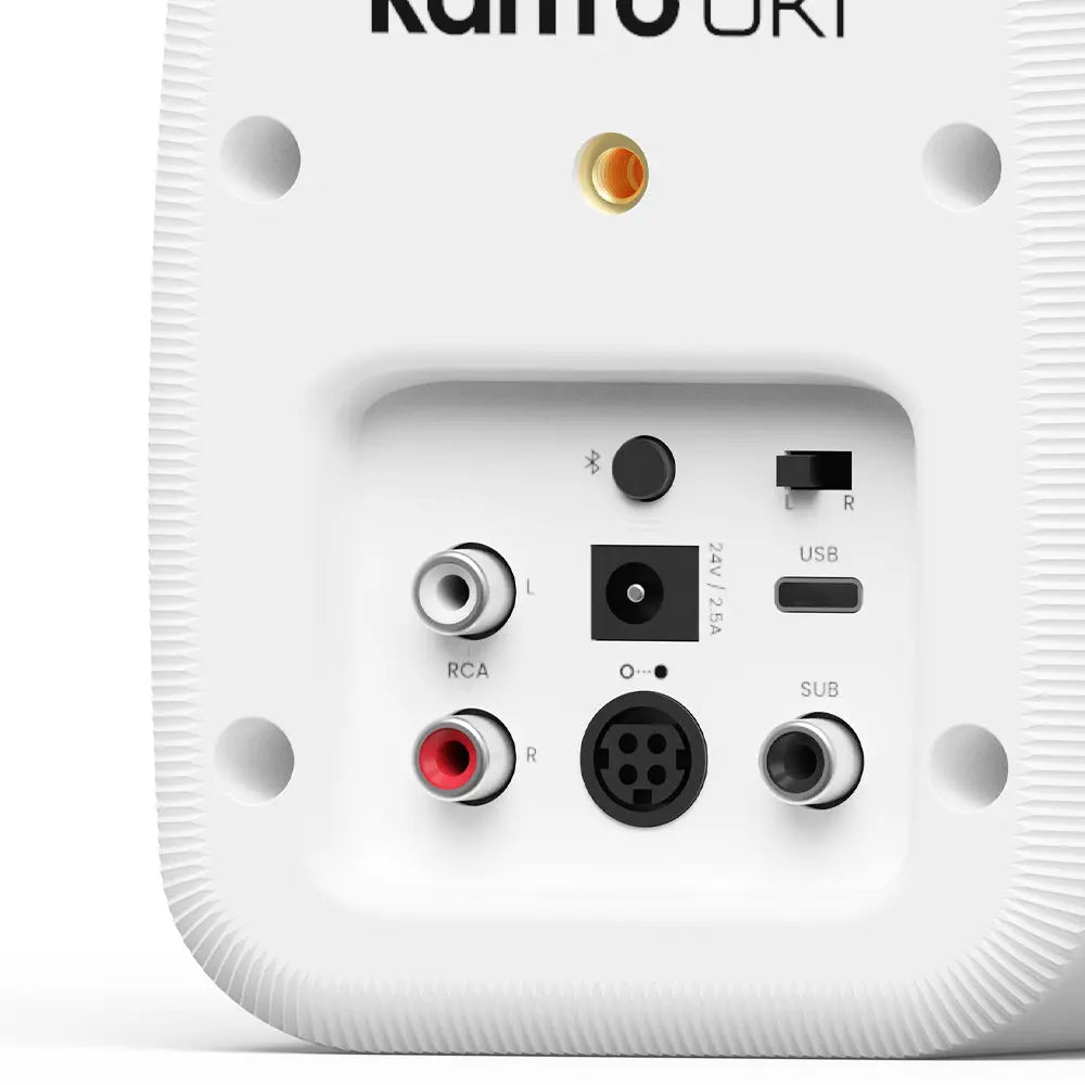Kanto UKI 100W Desktop Speakers with Bluetooth, USB-C, Headphone out, Chalk (Matte White), Pair Kanto