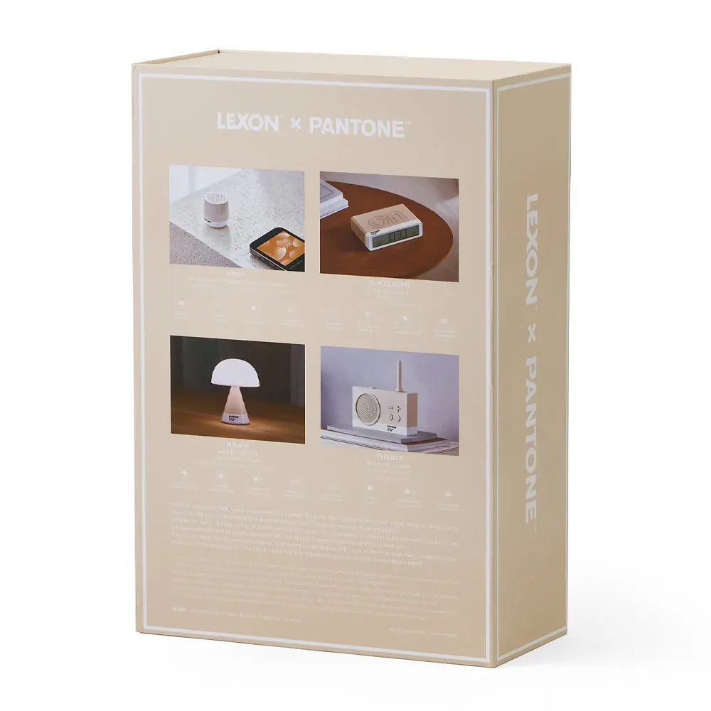 Lexon GIFT Set PANTONE - Includes Mino+ Mini Speaker, Flip Classic Clock, Mina M Lamp, Thykho 3  Speaker - Sand Lexon