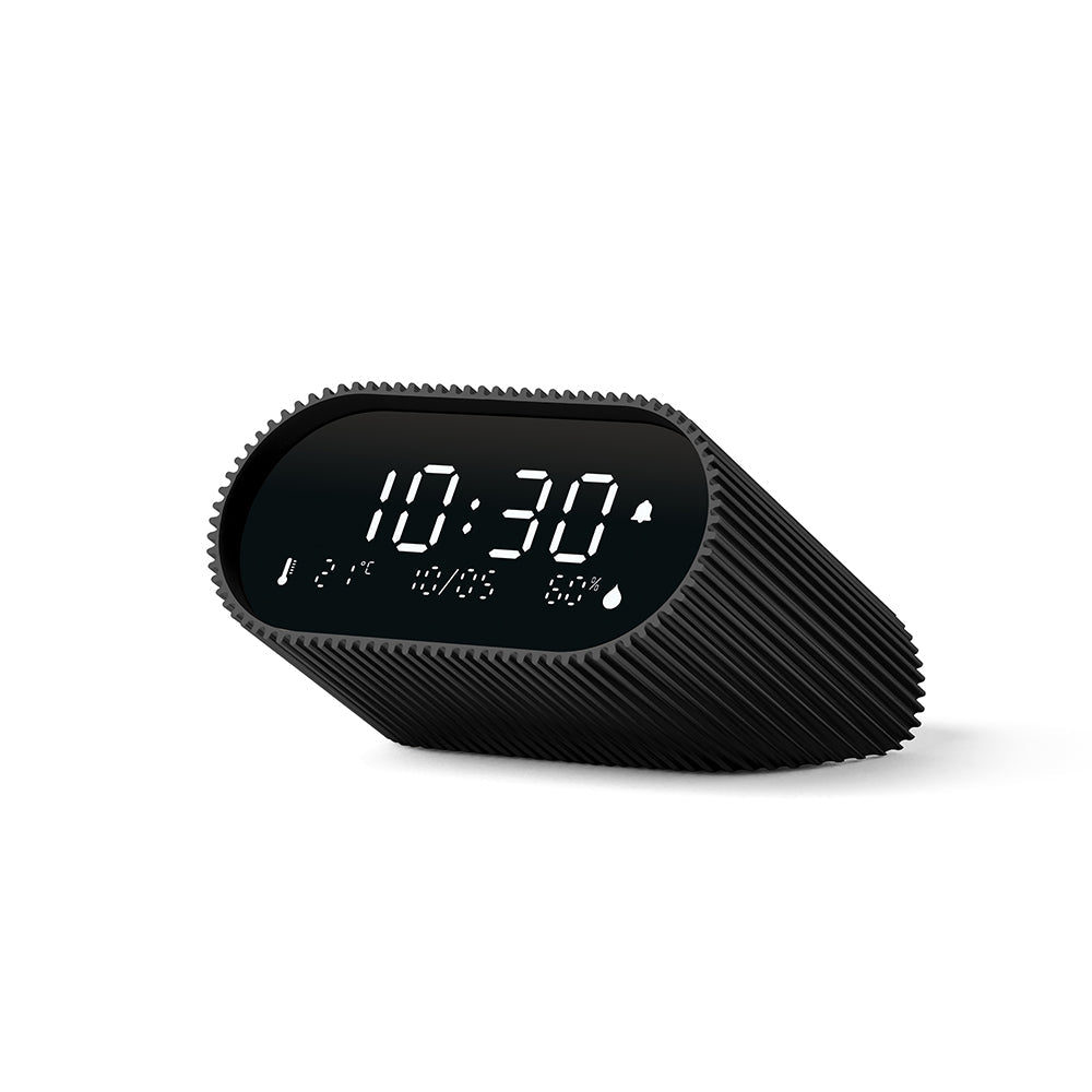 Lexon Ray Clock Lcd Alarm Clock With Temperature / Humidity Display - Black