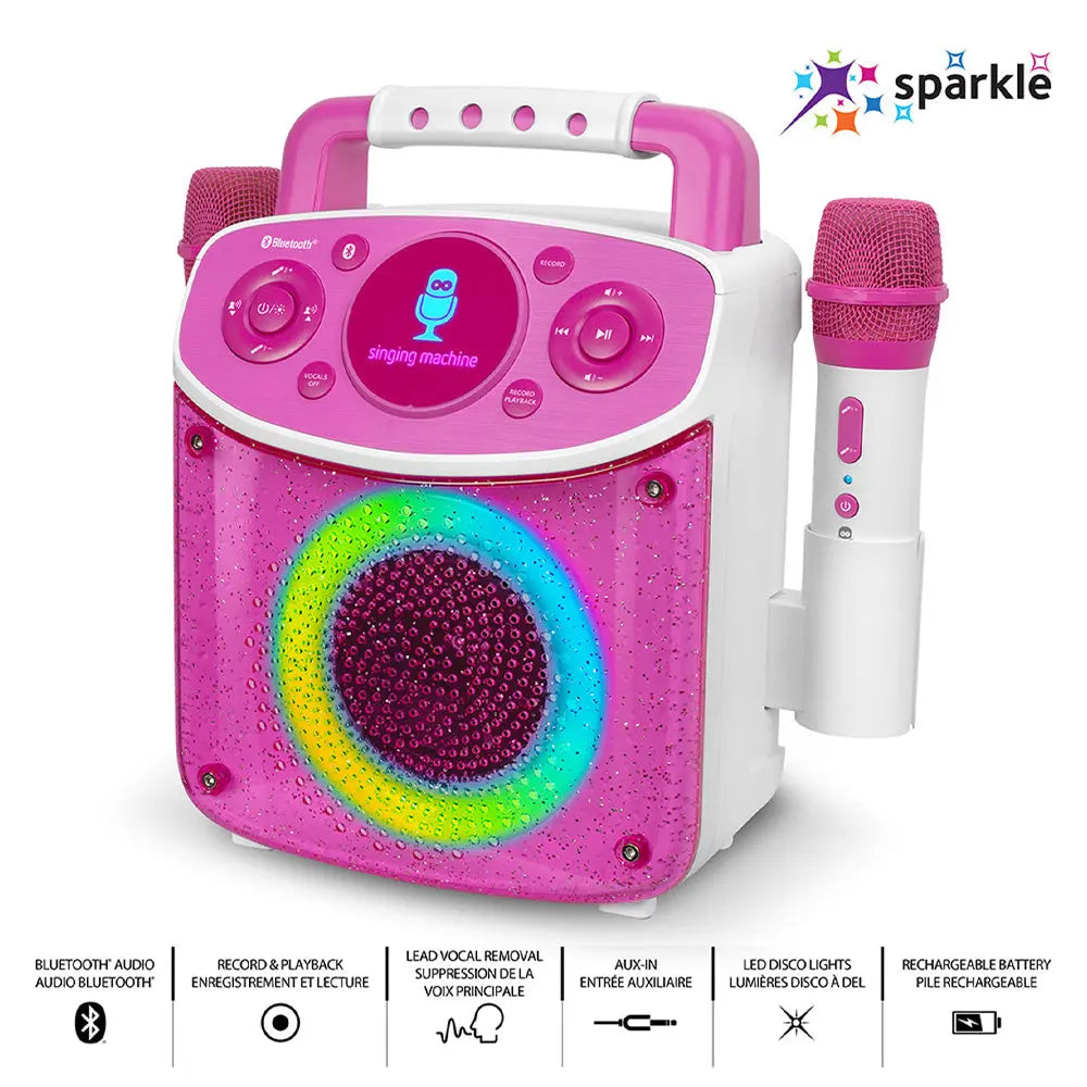 Singing Machine Mini Sparkle Bluetooth Karaoke Speaker - Pink - Koala Audio