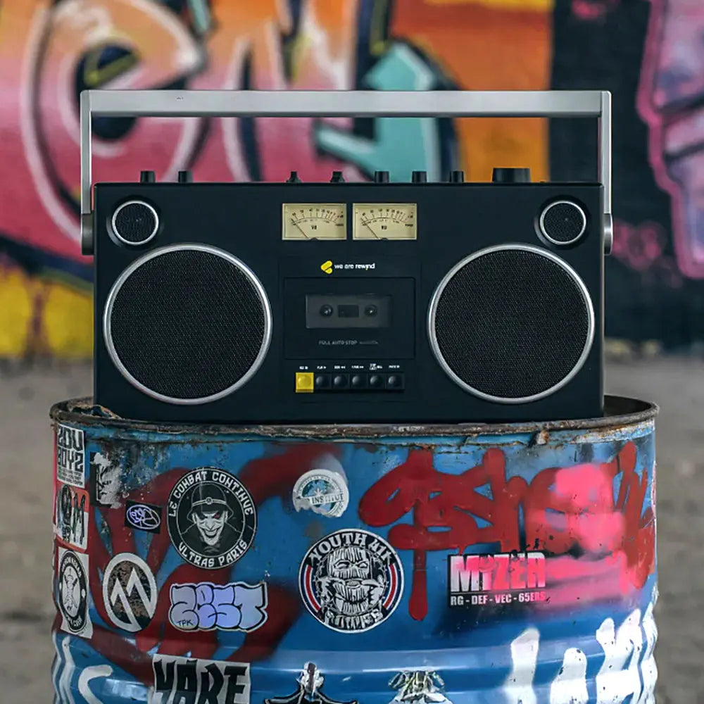 We Are Rewind Getto Blaster Cassette Player & Recorder - Curtis, Black We Are Rewind