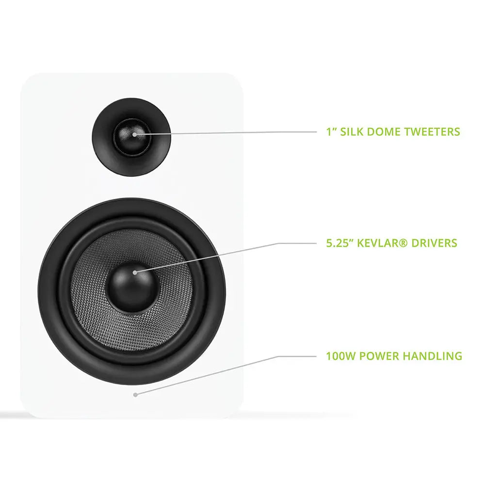 Kanto YU Passive 5.25" Speakers with 1" Silk Dome Tweeter and 5.25" Kevlar Woofer - White, Pair Kanto