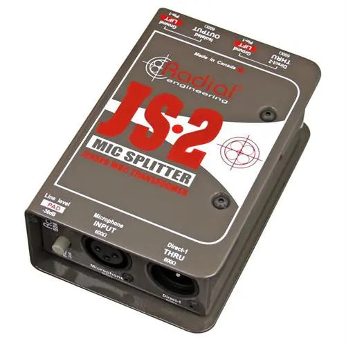 Radial JS2 - Mic splitter, passive with 1-input, 2-direct outs &amp; 1 Jensen isolated output