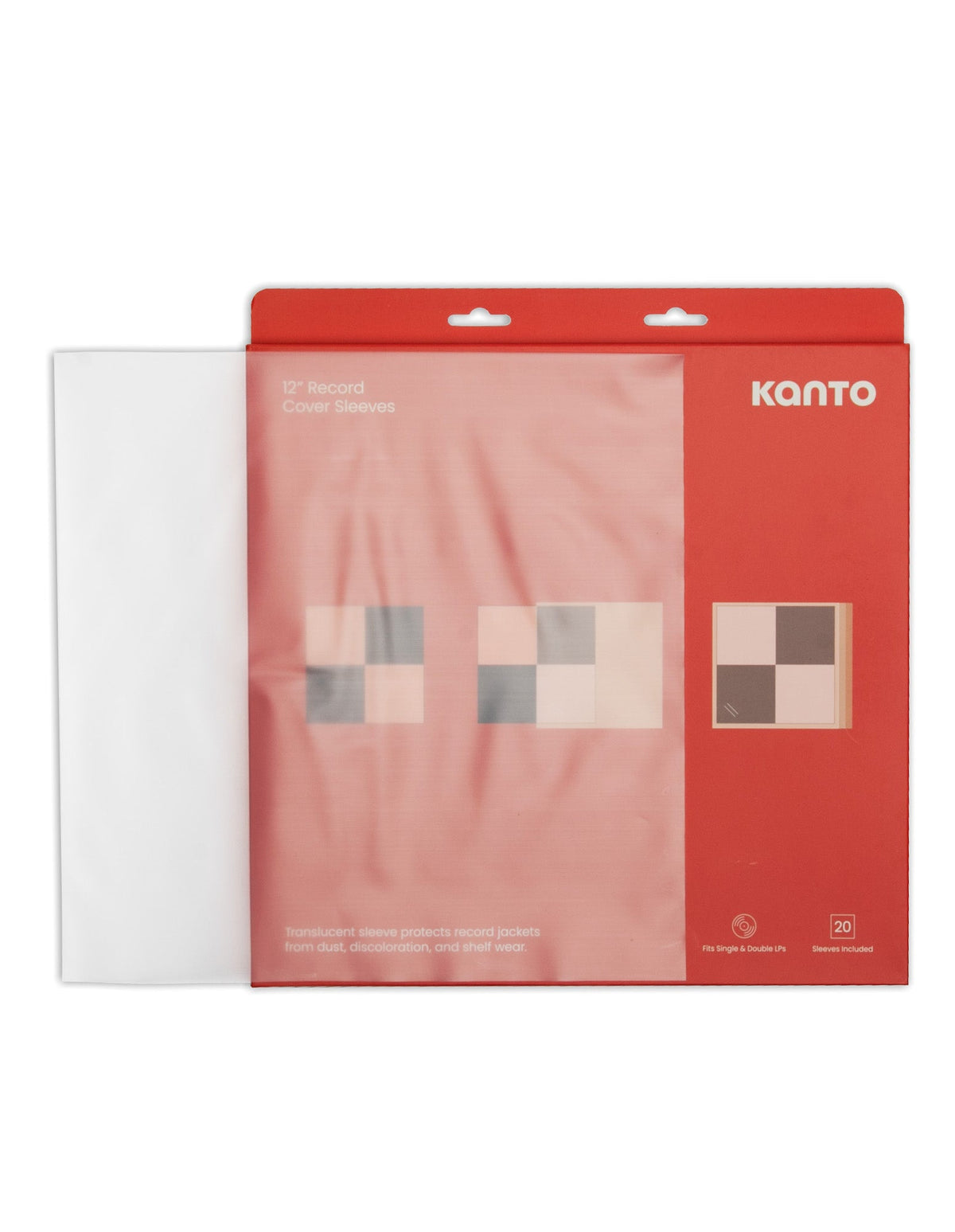 Kanto TT-CS20 Translucent Outer Cover Sleeves for 12" Vinyl Records — 20 Pack