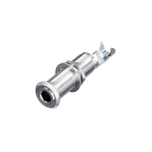 REAN 6.35mm TS socket, metal, long threaded bushing with nut & washer for acoustic guitars