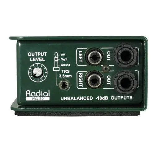Radial Pro-ISO Passive stereo +4dB balanced to -10dB converter with RCA